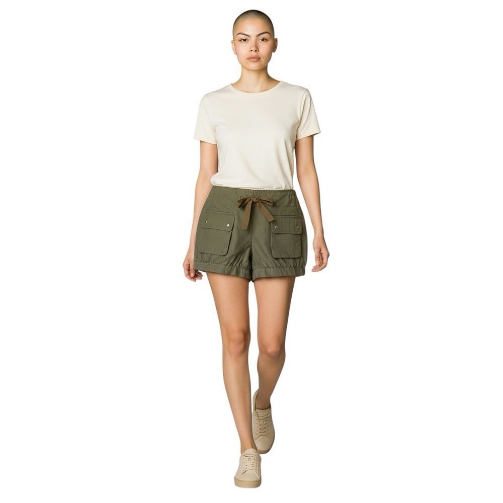 Vintage Y2K Barneys NY Cargo Shorts Sunner Silk & Cotton Size 10 Olive Green NWT